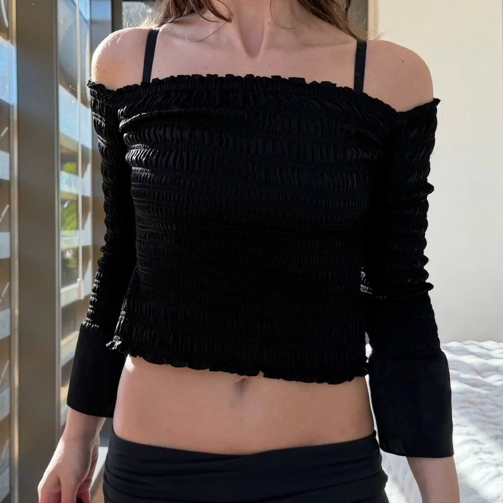 Frame Black Off Shoulder Top - Picture 1 of 5